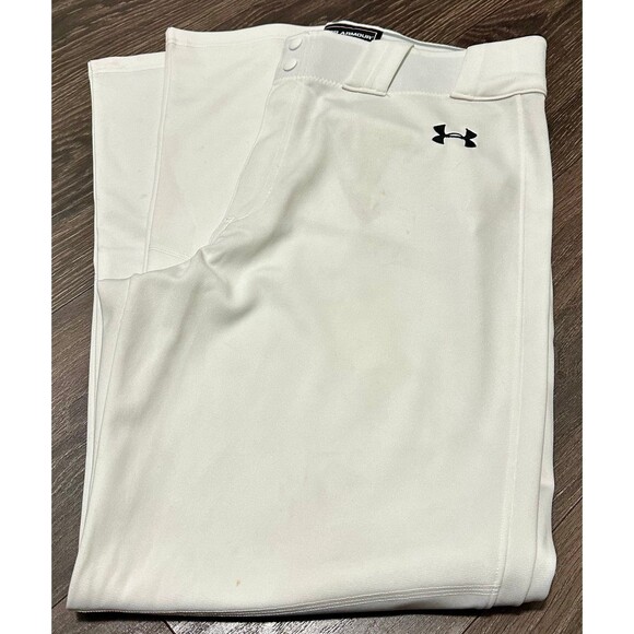 Men’s Under Armour Baseball Pants. White Long (700) - Picture 1 of 4